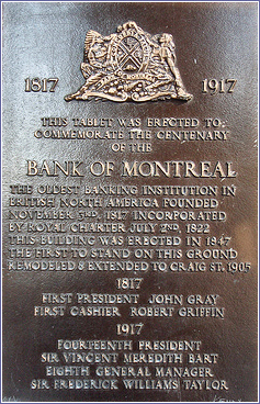 plaque de la Banque de MontralS